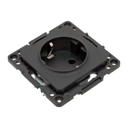 EKF PROxima Стокгольм Черный Розетка с/з, со шторками, 16А ,винт.клеммы