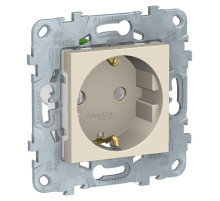 Schneider Electric Unica New Беж Розетка с/з без шторок, с быстрозажимными клеммами16А, 250В