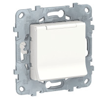 Schneider Electric Unica New Бел Розетка с/з со шторками, с крышкой, 16А, 250В, IP40