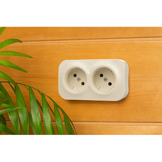 Legrand Quteo IP 20 Слоновая кость Розеточный блок с предварительным подключением 2 x 2К без шторок - 16 A - 250 В~