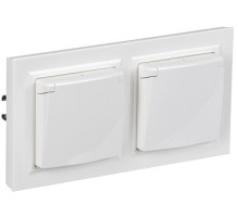 IEK BRITE Белый Розетка с кр. 16А IP44 РСбш10-3-44-БрБ в сборе 2шт