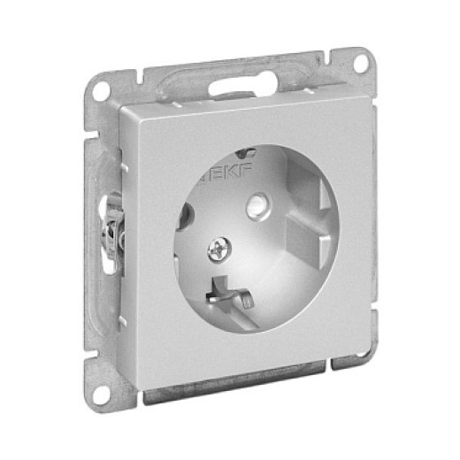 EKF Эпика Механизм розетки, 16А, с заземлением, со шторками, алюминий