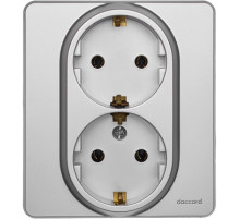 Legrand/Daccord INSPIRIA Алюминий Розетка 2 x 2К+З - немецкий стандарт - 16 А - 250 В