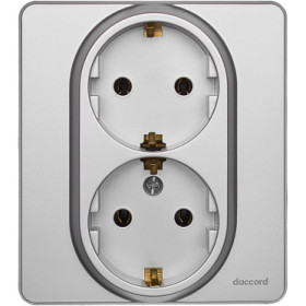 Legrand/Daccord INSPIRIA Алюминий Розетка 2 x 2К+З - немецкий стандарт - 16 А - 250 В