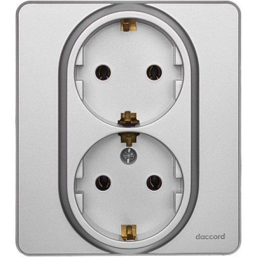 Legrand/Daccord INSPIRIA Алюминий Розетка 2 x 2К+З - немецкий стандарт - 16 А - 250 В
