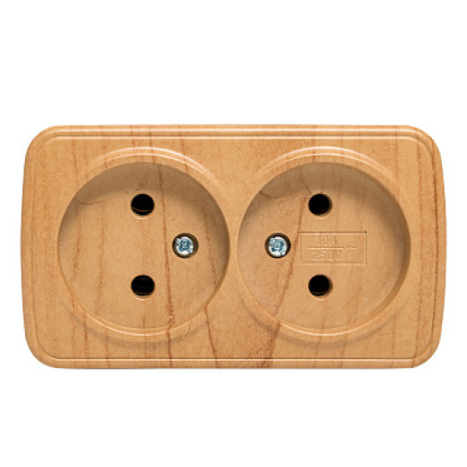 EKF Basic Минск Светлое дерево Розетка 2-ая, б/з, 10А, ОП