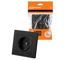 TDM Розетка 2П+З 16А 250В черная 