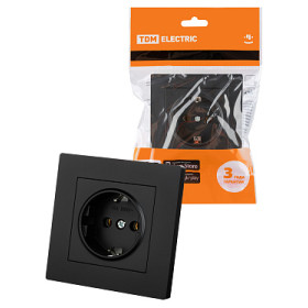 TDM Розетка 2П+З 16А 250В черная 