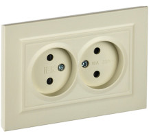 IEK BRITE Бежевый Розетка 2-я без з/к с з/ш 10А в сборе РСш12-2-БрКр