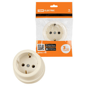 TDM Розетка 2П+З открытой установки IP20 16А сл. кость 