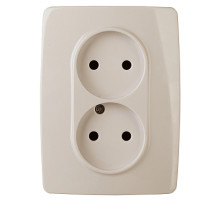 ЭРА 12-2007-02 Розетка 2X2P, 16А-250В, б.л., 12, Слоновая кость
