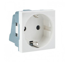 EKF PROxima Розетка 45х45 (2 модуля), с заземлением. белая, прямая