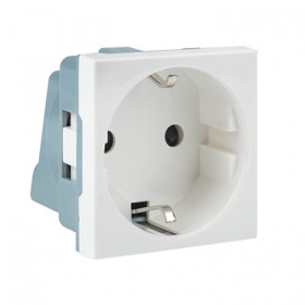 EKF PROxima Розетка 45х45 (2 модуля), с заземлением. белая, прямая