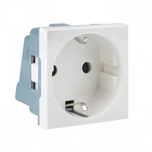 EKF PROxima Розетка 45х45 (2 модуля), с заземлением. белая, прямая