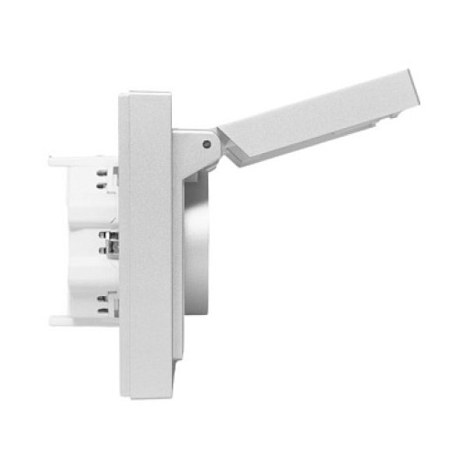 EKF Эпика Механизм розетки двойной, 16А, IP44, с заземлением, со шторками, с рамкой, с крышками, алюминий