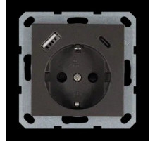 Jasmart G Мокко Розетка с/з со шторками 16A c USB A+C 25W