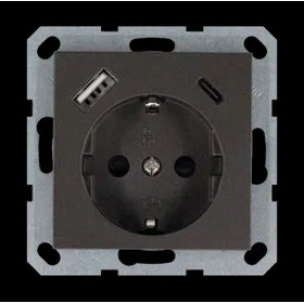 Jasmart G Мокко Розетка с/з со шторками 16A c USB A+C 25W