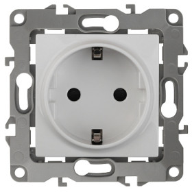 ЭРА 12-2002-01 Розетка 2P+E Schuko со шторками, 16A-250В, IP20, без м.лапок, 12, Белый