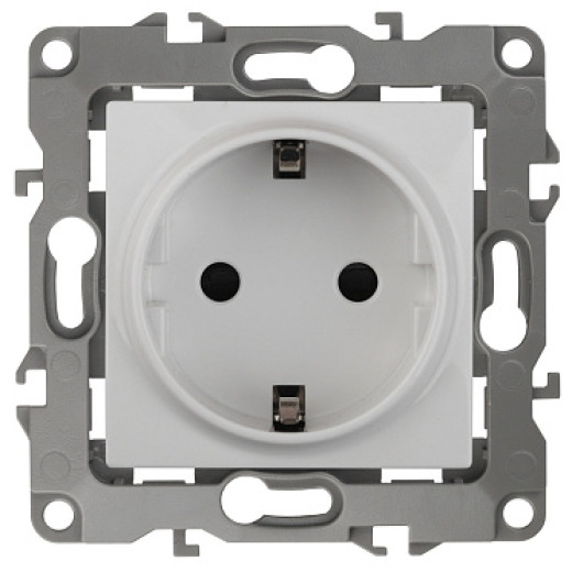 ЭРА 12-2002-01 Розетка 2P+E Schuko со шторками, 16A-250В, IP20, без м.лапок, 12, Белый