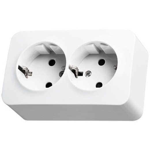 Jasmart FS Белый Розетка 2-ая со шт, накладного монтажа, 16AX 250V~