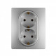 Legrand Etika Алюминий Розетка 2-ая с/з , винтовые клеммы, 16А, 250 В