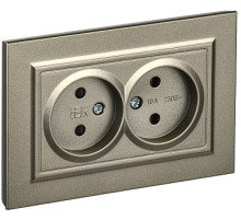 IEK BRITE Шампань Розетка 2-я без з/к с з/ш 10А в сб. РСш12-2-БрШ
