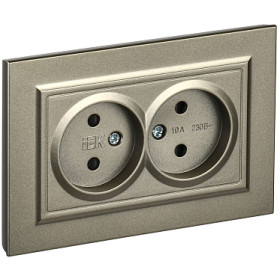 IEK BRITE Шампань Розетка 2-я без з/к с з/ш 10А в сб. РСш12-2-БрШ