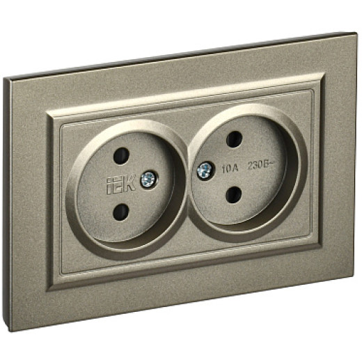 IEK BRITE Шампань Розетка 2-я без з/к с з/ш 10А в сб. РСш12-2-БрШ