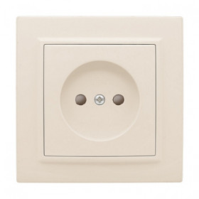 EKF Basic Минск Бежевый Розетка б/з, со шторками, 10 А, СП