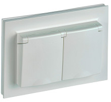 IEK BRITE Жемчуг Розетка 2-м с/з с защ штор и крышк 16А в сборе IP44 РСбш12-3-44-БрЖ