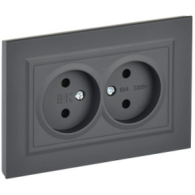 IEK BRITE Графит Розетка 2-я без з/к/ш 10А в сборе РС12-2-БрГ