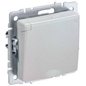 IEK BRITE BASE Жемчуг Розетка 1-м с/з с защ шторки крышк 16А IP44 РСбш10-3-44-БрЖ