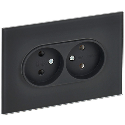 IEK SKANDY Графит Розетка 2-ая б/з для плоской вилки 10А SK-R03G