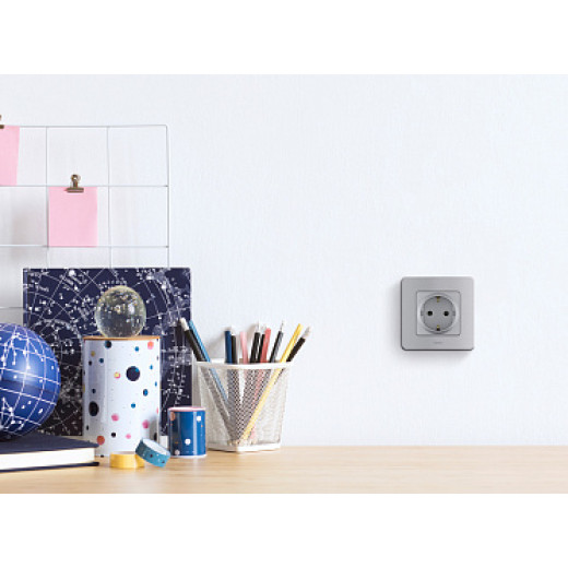 Legrand/Daccord INSPIRIA Алюминий Розетка 2К+З - немецкий стандарт - 16 А - 250 В