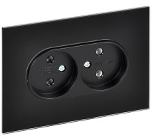 IEK SKANDY Черный Розетка 2-ая б/з для плоской вилки 10А SK-R03Bl