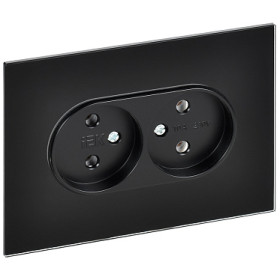 IEK SKANDY Черный Розетка 2-ая б/з для плоской вилки 10А SK-R03Bl
