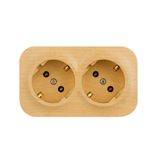 Legrand Quteo IP 20 Дерево Розеточный блок с предварительным подключением 2 x 2К+З без шторок - 16 A - 250 В~