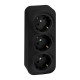 Legrand Quteo IP20 Чёрный матовый Розеточный блок тройной с заземлением с предварительным подключением со шторками 16А 250В винтовые зажимы накладной