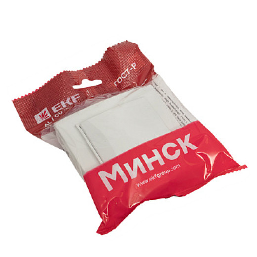 EKF Basic Минск Белый Розетка с/з, со шторками и крышкой, 16А, СП