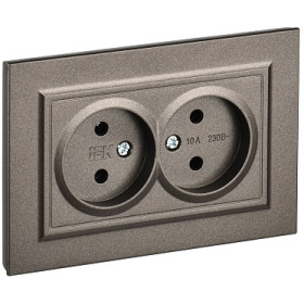 IEK BRITE Темн.бронза Розетка 2-я без з/к/ш 10А в сборе РС12-2-БрТБ