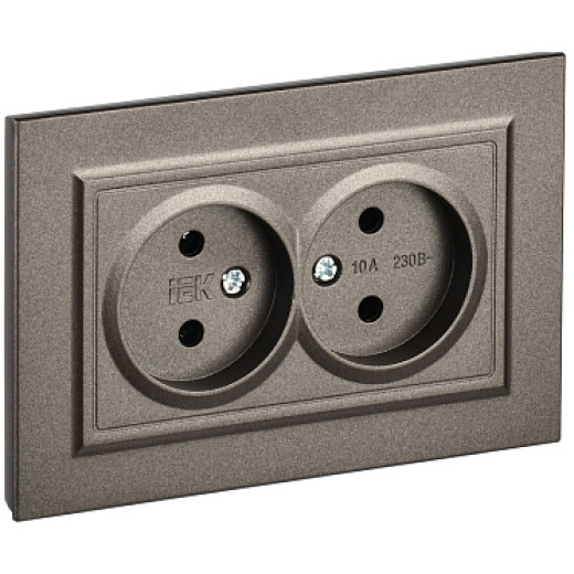 IEK BRITE Темн.бронза Розетка 2-я без з/к/ш 10А в сборе РС12-2-БрТБ