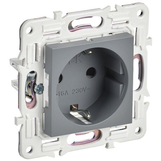 IEK SKANDY Серый Розетка с/з с защитными шторками 16А SK-R04Gr