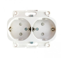 EKF PROxima Стокгольм Белый Розетка 2-ая с/з, со шторками, 16А