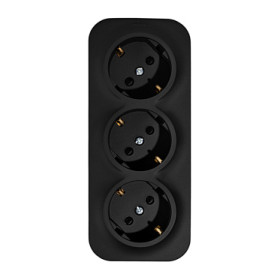 Legrand Quteo IP20 Чёрный матовый Розеточный блок тройной с заземлением с предварительным подключением со шторками 16А 250В винтовые зажимы накладной