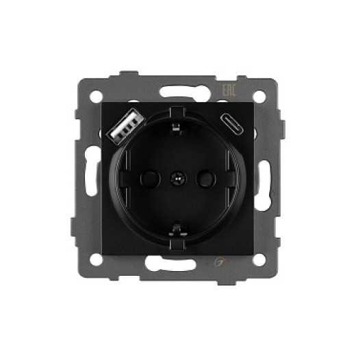 Arlight Механизм розетки с USB зарядкой SCT-MUAC-PL-BK-V (250V, 16A) (-)