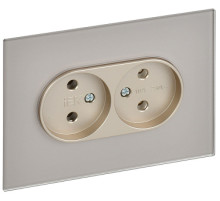 IEK SKANDY Шампань Розетка 2-ая б/з для плоской вилки 10А SK-R03Sh