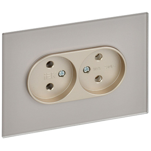 IEK SKANDY Шампань Розетка 2-ая б/з для плоской вилки 10А SK-R03Sh