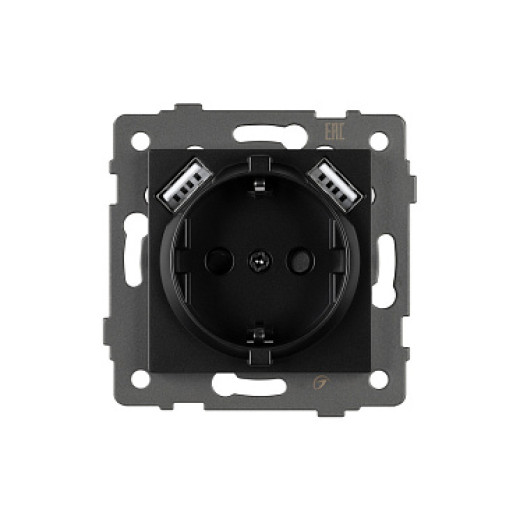 Arlight Механизм розетки с USB зарядкой SCT-MUAA-PL-BK-V (250V, 16A) (-)