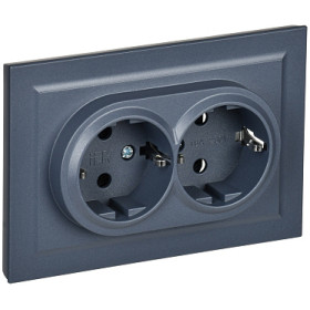 IEK BRITE Маренго Розетка 2-м с/з без защ штор 16А в сборе РС12-3-БрМ