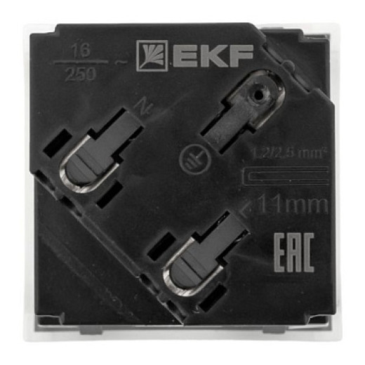 EKF Розетка 45х45 с зазем. 45 градусов, быстрозажимные клеммы, белая